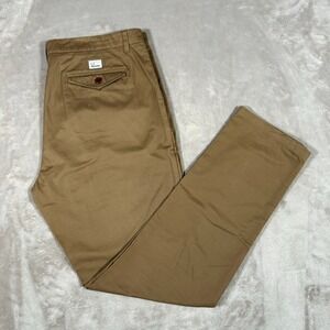 Fred Perry Chino Pant Mens 36x32 Brown Trouser Cotton Twill Preppy Flap Pocket